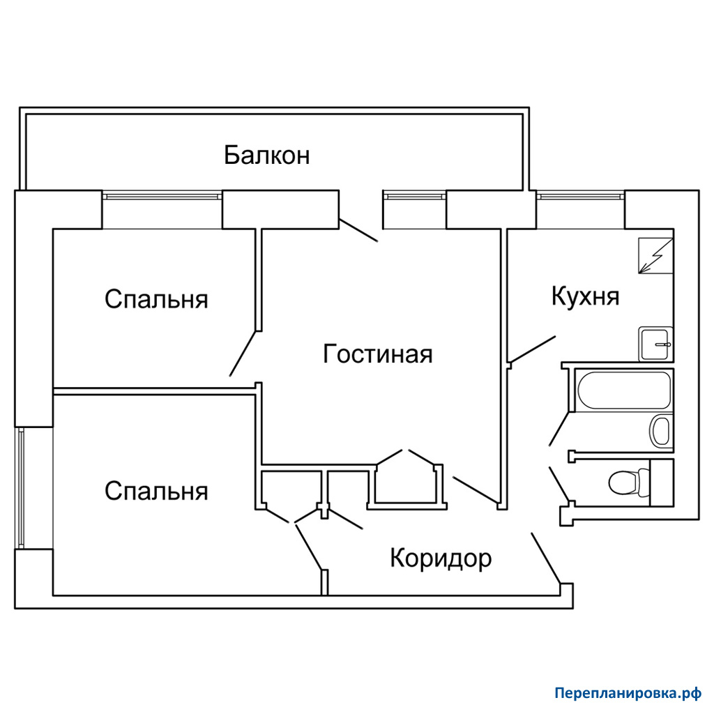 планировка трехкомнатной квартиры 1-515/9м