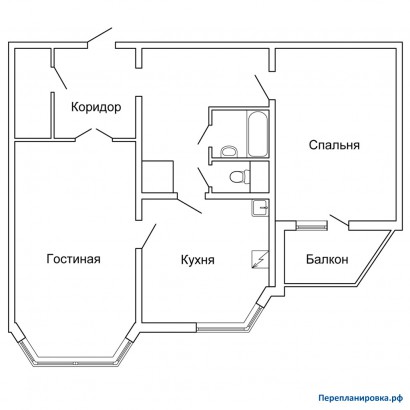планировка двухкомнатной квартиры п-44тм/25