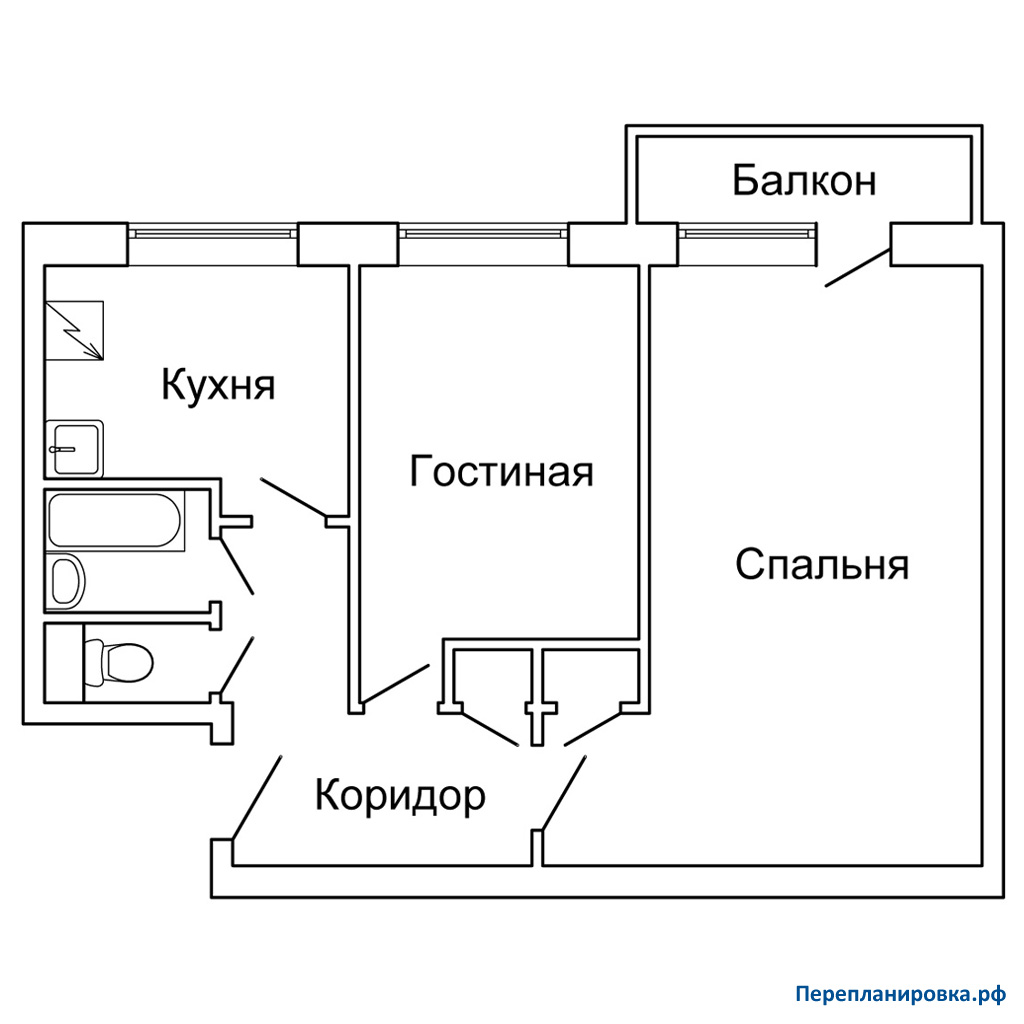 планировка двухкомнатной квартиры 1-515/9М