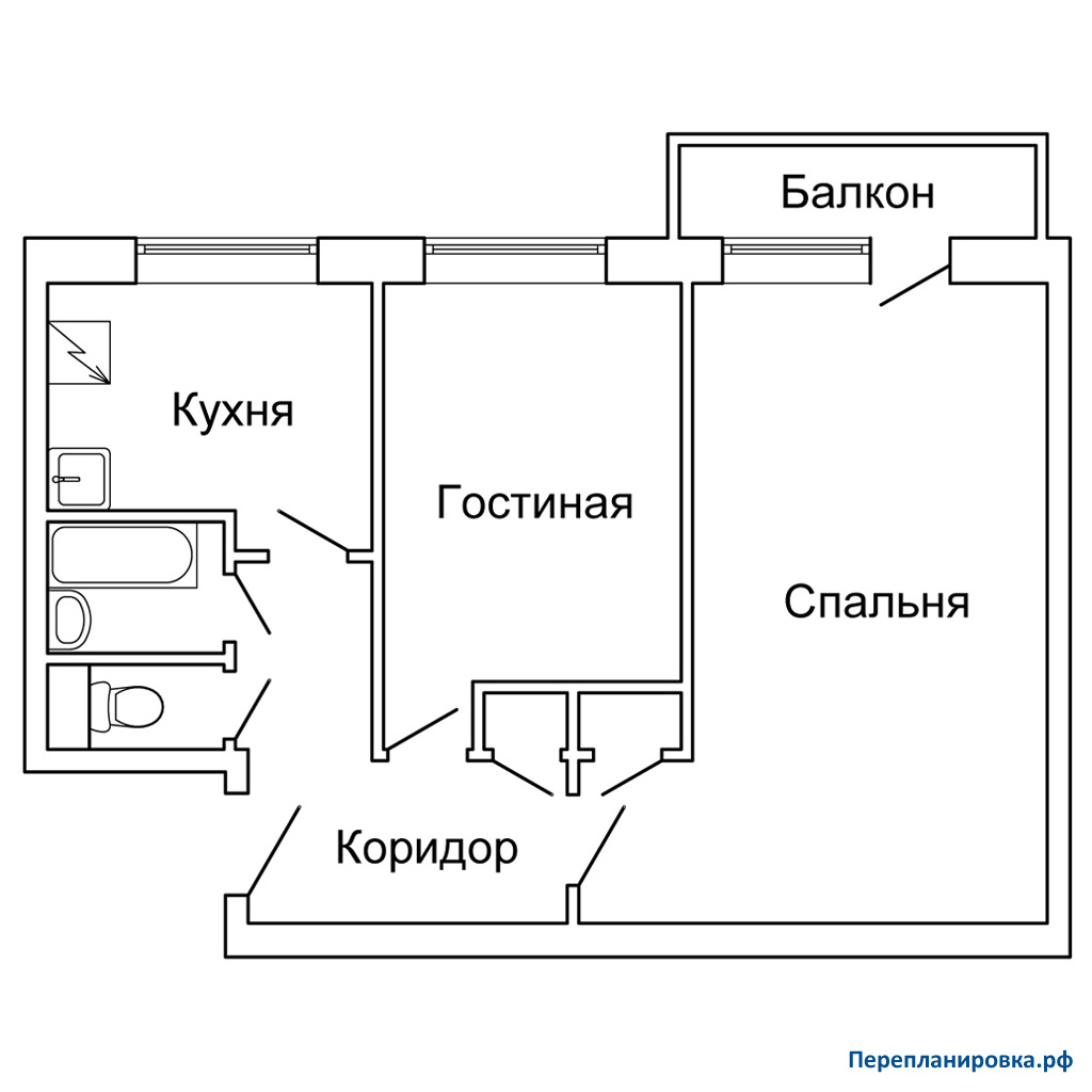 планировка двухкомнатной квартиры 1-515/9М