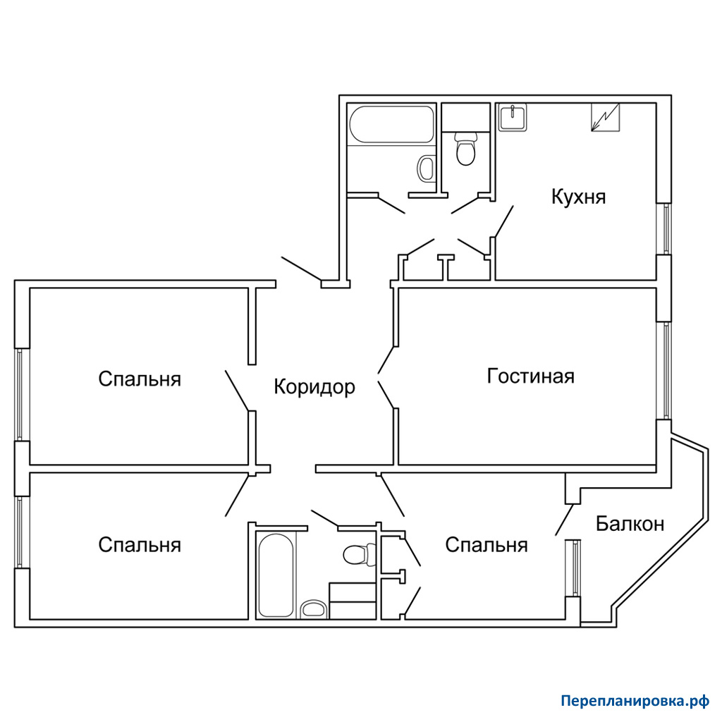 планировка четырехкомнатной квартиры пд-4