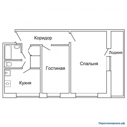 планировка двухкомнатной квартиры 1605ам/12 (вариант №2) 