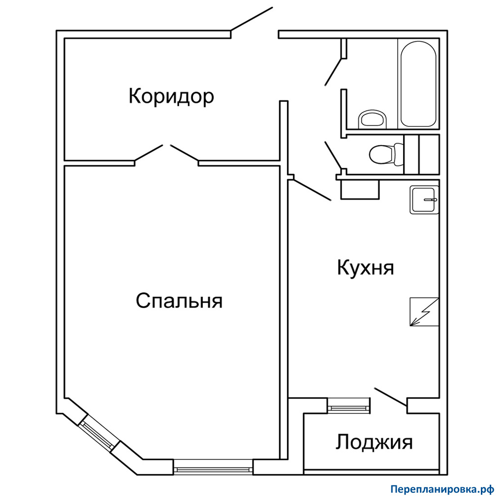 планировка однокомнатной квартиры п55м