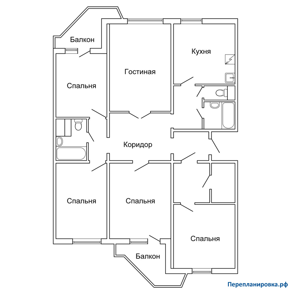планировка пятикомнатной квартиры пд-4