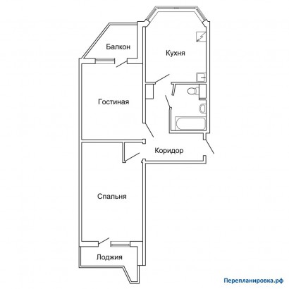 перепланировка 2-ой квартиры п-44т