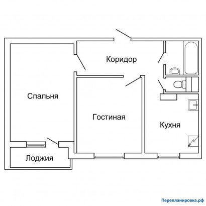 типовая планировка двухкомнатной квартиры п-43