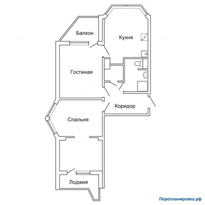 перепланировка 2-ой квартиры п-44т/17