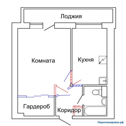 проект перепланировки однокомнатной квартиры и-209а