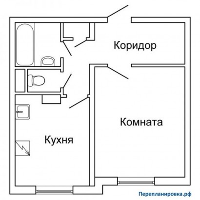 типовая планировка однокомнатной квартиры п-3