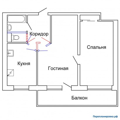 проект перепланировка двухкомнатной квартиры и-209а