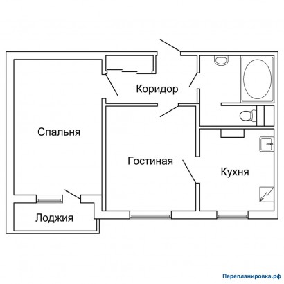 перепланировка 2-ой квартиры п-43