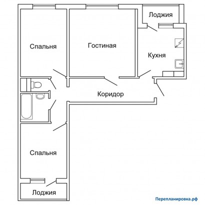 типовая планировка трехкомнатной квартиры п-30