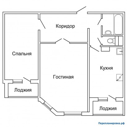 типовая планировка двухкомнатной квартиры п-55м