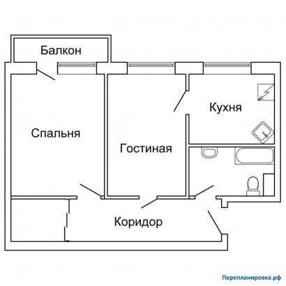 перепланировка 2-ой квартиры 1-515/9м