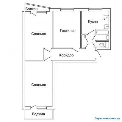 типовая планировка трехкомнатной квартиры ii-57