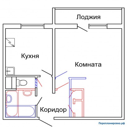 проект перепланировки однокомнатной квартиры п-46