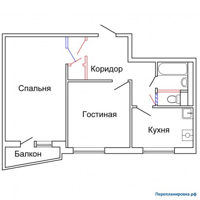 проект перепланировка двухкомнатной квартиры ii-57