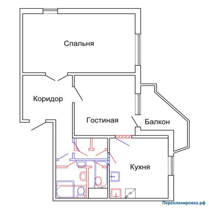 проект перепланировка двухкомнатной квартиры пд-4