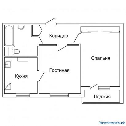 перепланировка 2-ой квартиры п-43