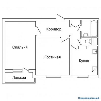 типовая планировка двухкомнатной квартиры п-42