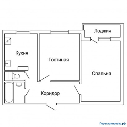 типовая планировка двухкомнатной квартиры п-43