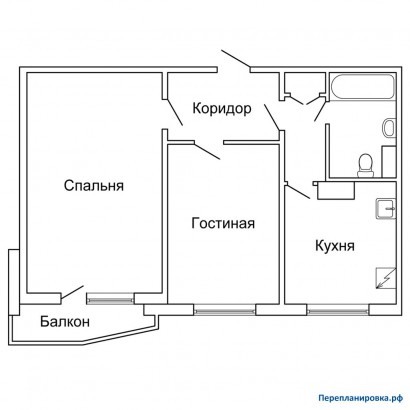перепланировка 2-ой квартиры (вариант №2)п-44
