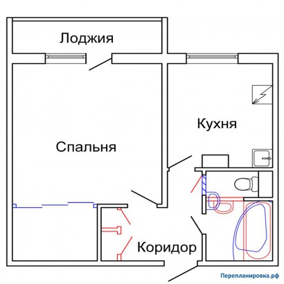 проект перепланировки однокомнатной квартиры п-46