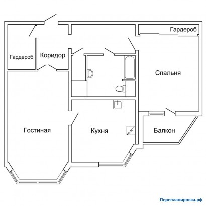 перепланировка 2-ой квартиры п-44тм/25