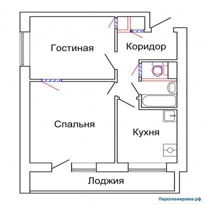 проект перепланировка двухкомнатной квартиры и-209а