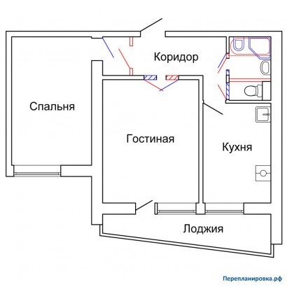 проект перепланировка двухкомнатной квартиры ii-68