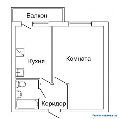 типовая планировка однокомнатной квартиры ii-18