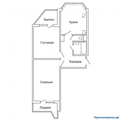 типовая планировка двухкомнатной квартиры п-44т/17