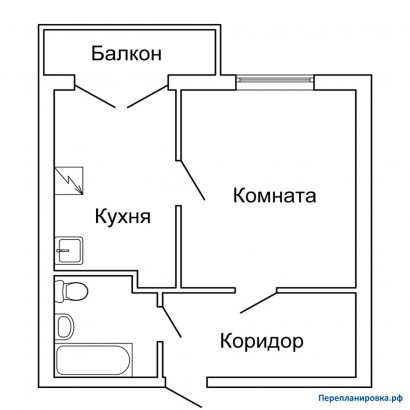 перепланировка 1-ой квартиры ii-18