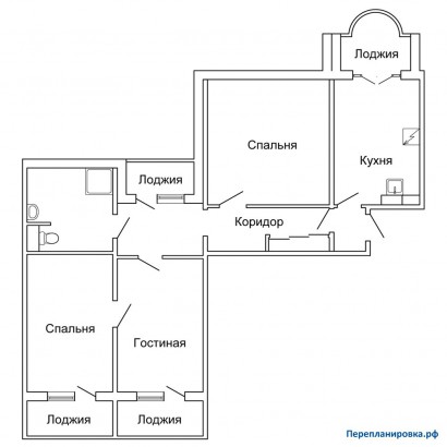 перепланировка 3-ой квартиры п-55
