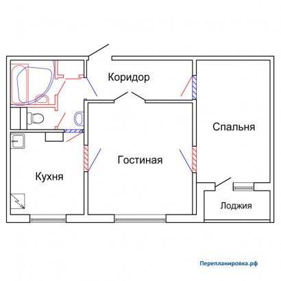 проект перепланировка двухкомнатной квартиры п-30