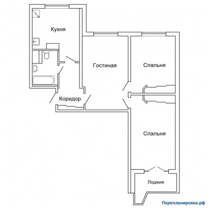перепланировка 3-ой квартиры п-44