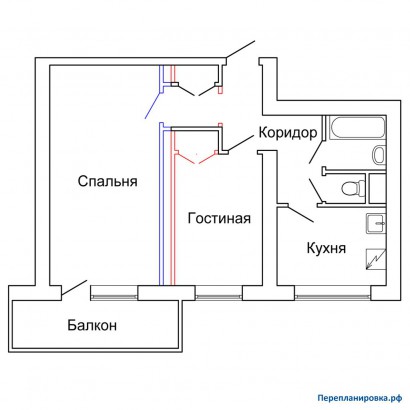 проект перепланировка двухкомнатной квартиры и-209а