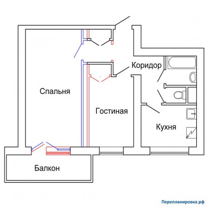 проект перепланировка двухкомнатной квартиры и-209а