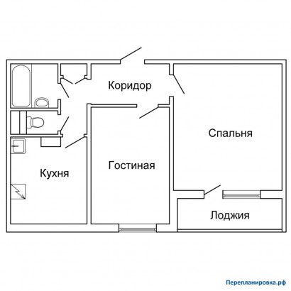 типовая планировка двухкомнатной квартиры п-46