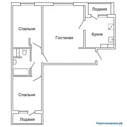 перепланировка 3-ой квартиры п-30