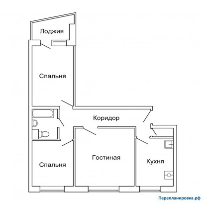 перепланировка 3-ой квартиры 1-515/9ш