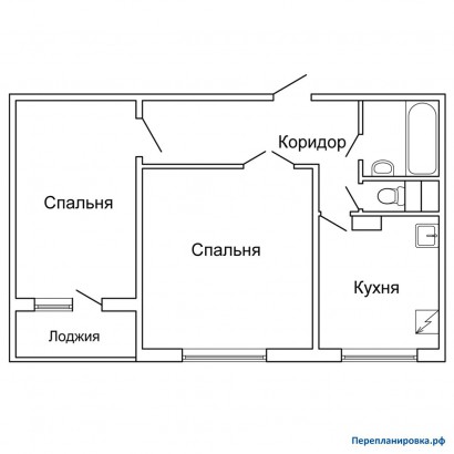 типовая планировка двухкомнатной квартиры п-55