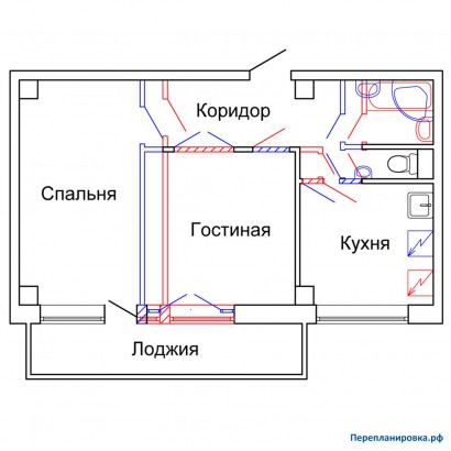 проект перепланировка двухкомнатной квартиры мг-601