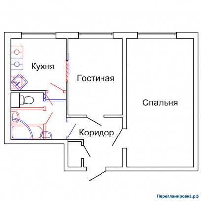 проект перепланировка двухкомнатной квартиры ii-49