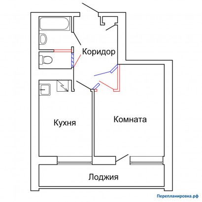проект перепланировки однокомнатной квартиры ii-68