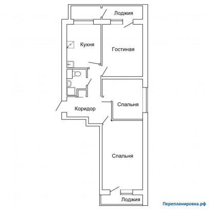 перепланировка 3-ой квартиры и-209а