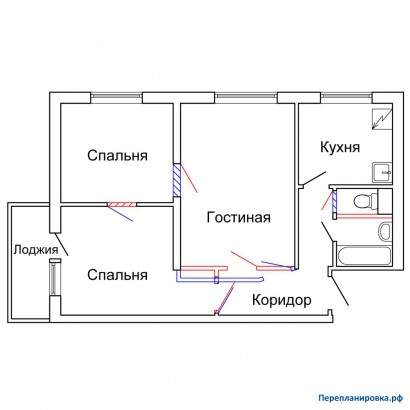 проект перепланировка трехкомнатной квартиры ii-49